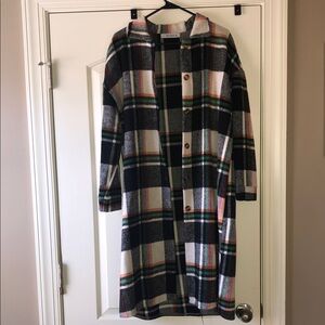 Plaid long jacket